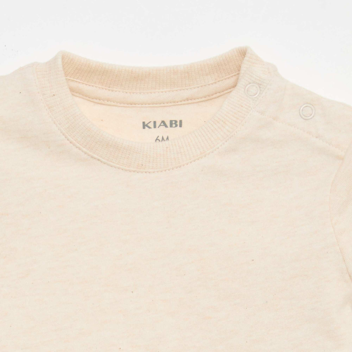 Camiseta lisa de punto de algodón BEIGE