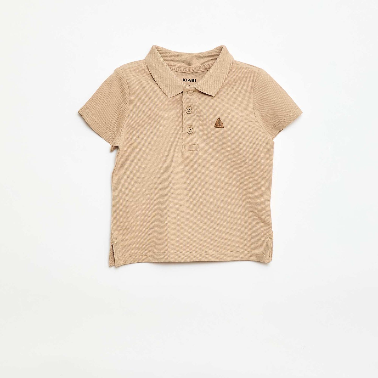 Remera de algodón piqué de manga corta BEIGE