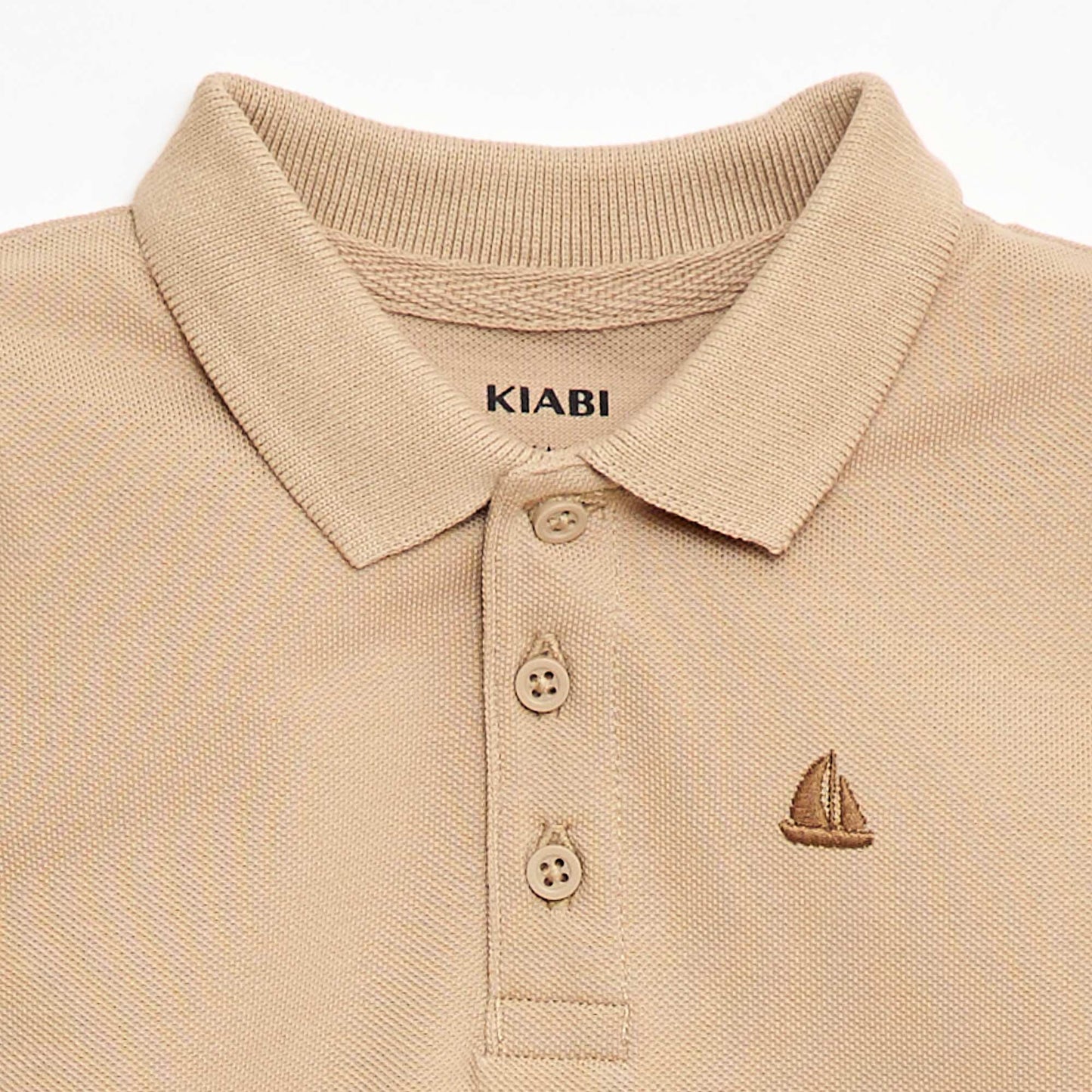 Remera de algodón piqué de manga corta BEIGE