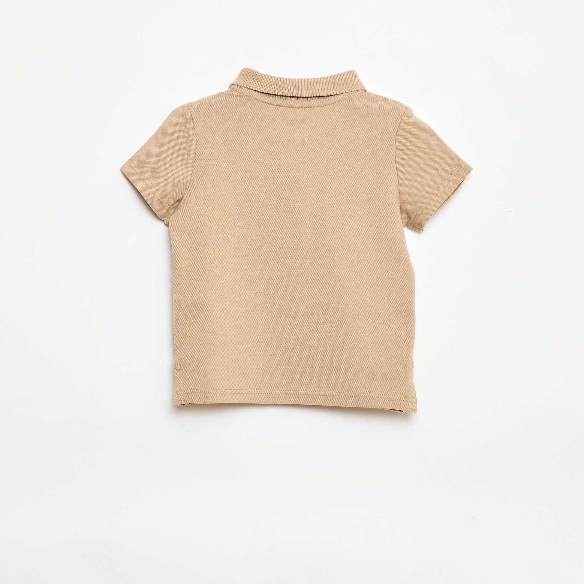 Remera de algodón piqué de manga corta BEIGE