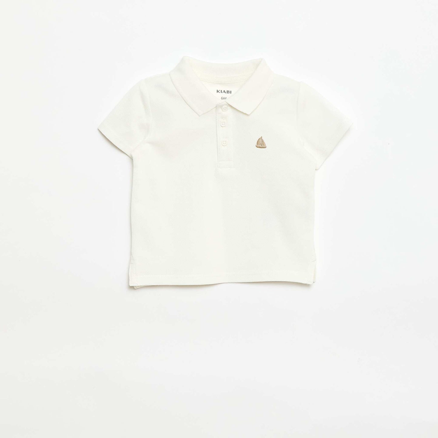 Remera de algodón piqué de manga corta BLANCO