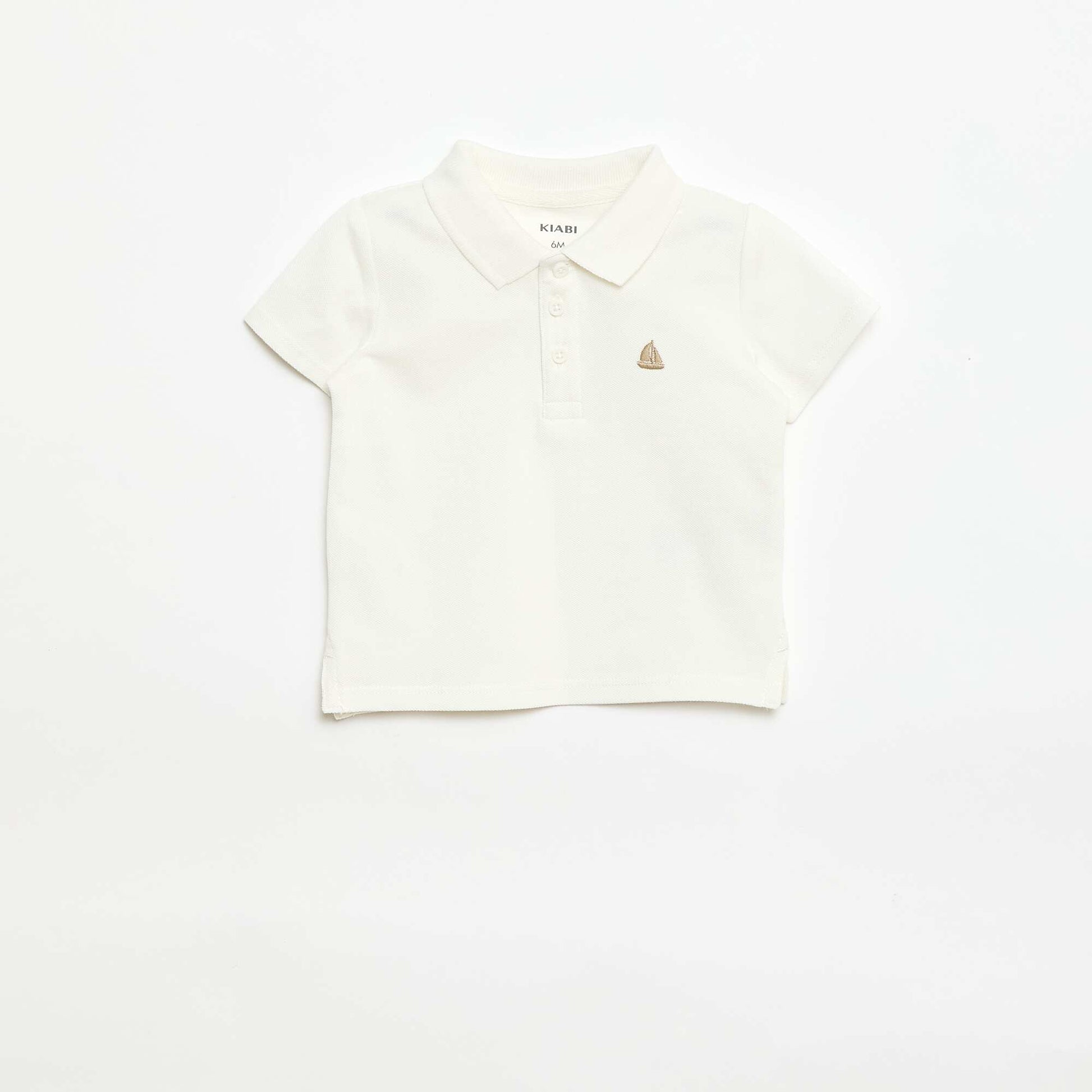 Remera de algodón piqué de manga corta BLANCO