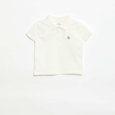 Remera de algodón piqué de manga corta BLANCO