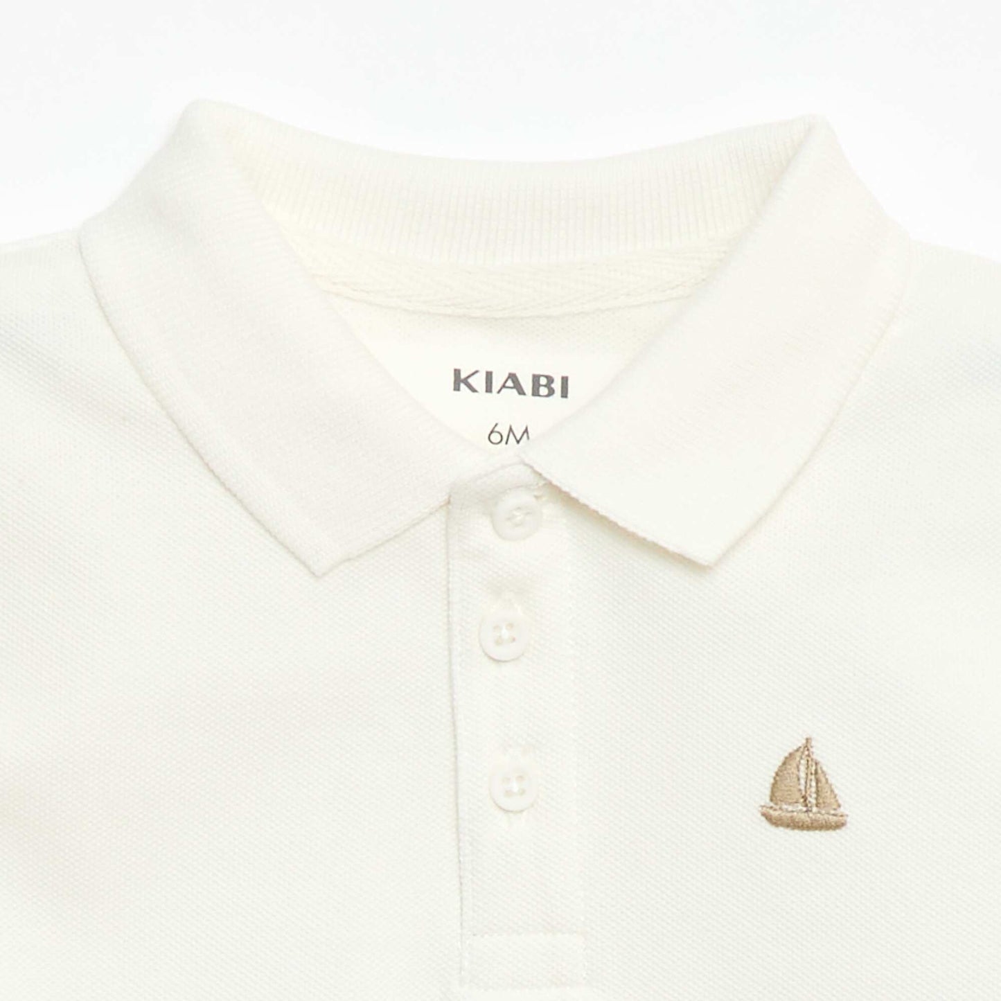 Remera de algodón piqué de manga corta BLANCO