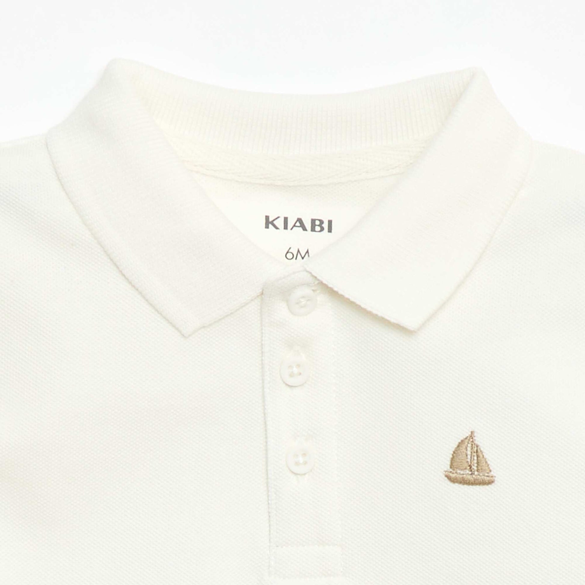 Remera de algodón piqué de manga corta BLANCO
