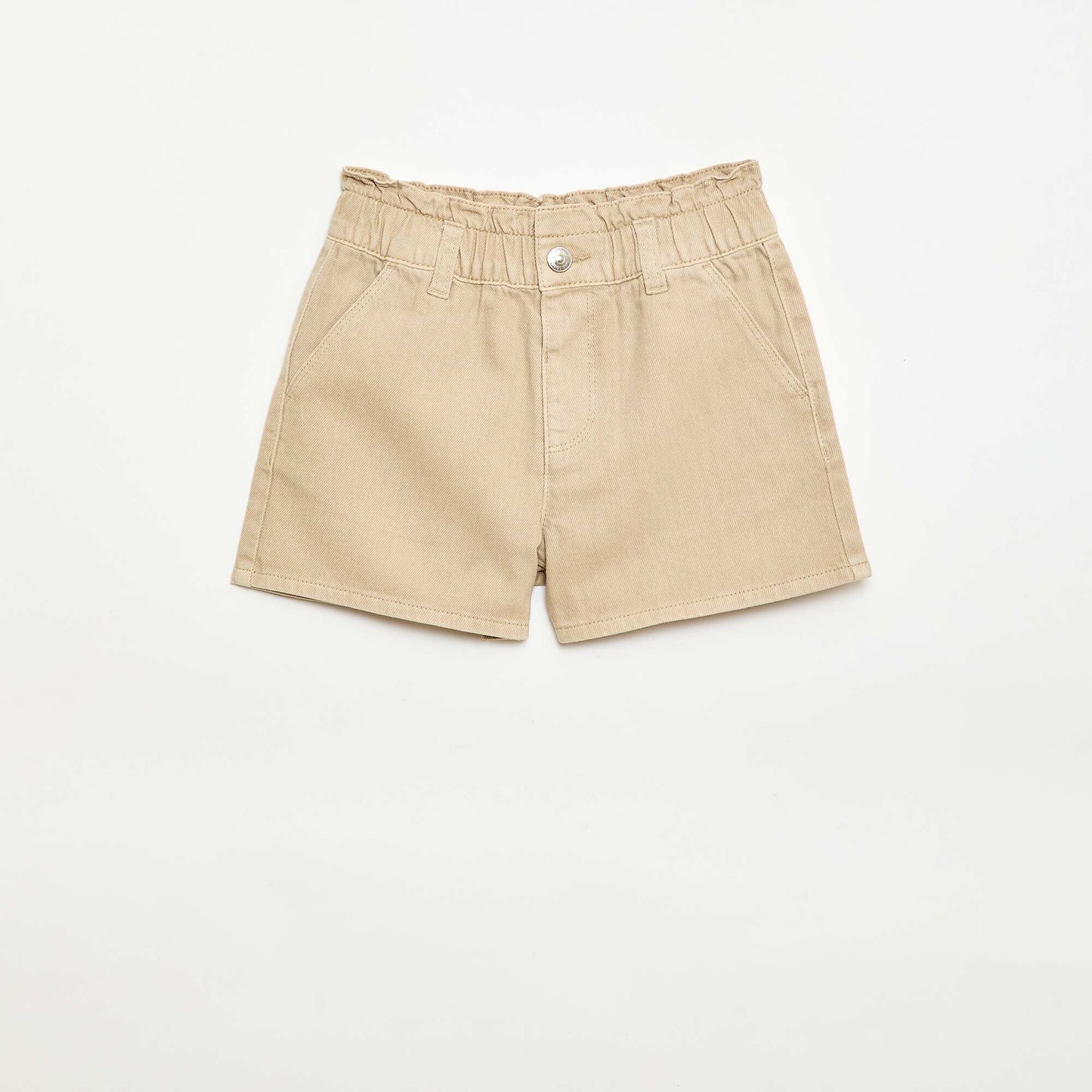 Pantalón corto de sarga liso BEIGE