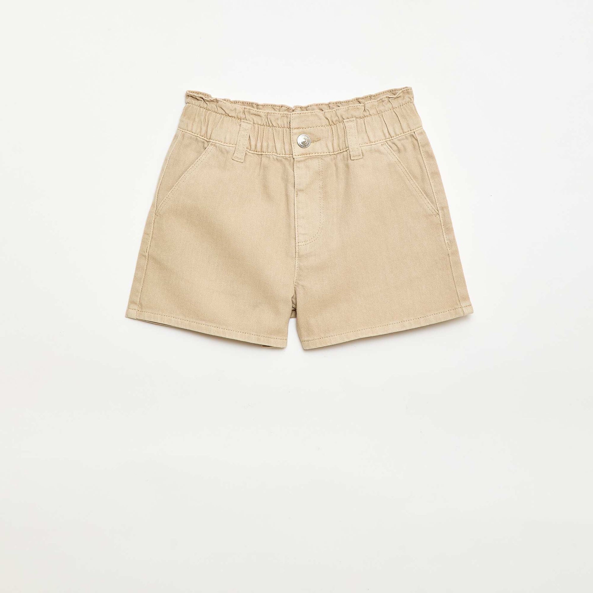 Pantalón corto de sarga liso BEIGE