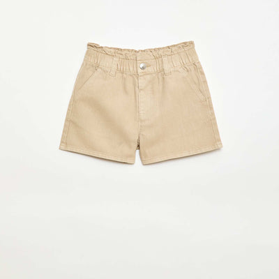 Pantalón corto de sarga liso BEIGE