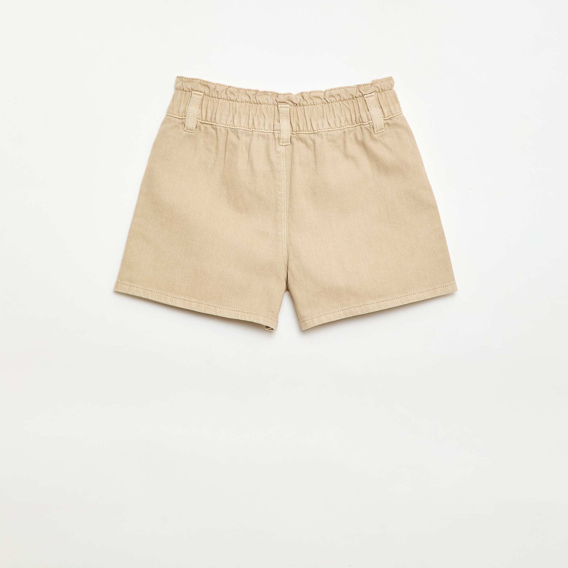 Pantalón corto de sarga liso BEIGE