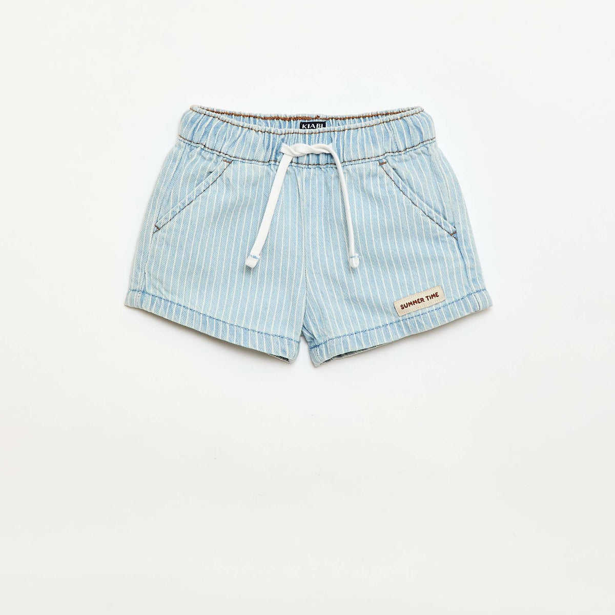 Pantalón corto jean con cordones AZUL