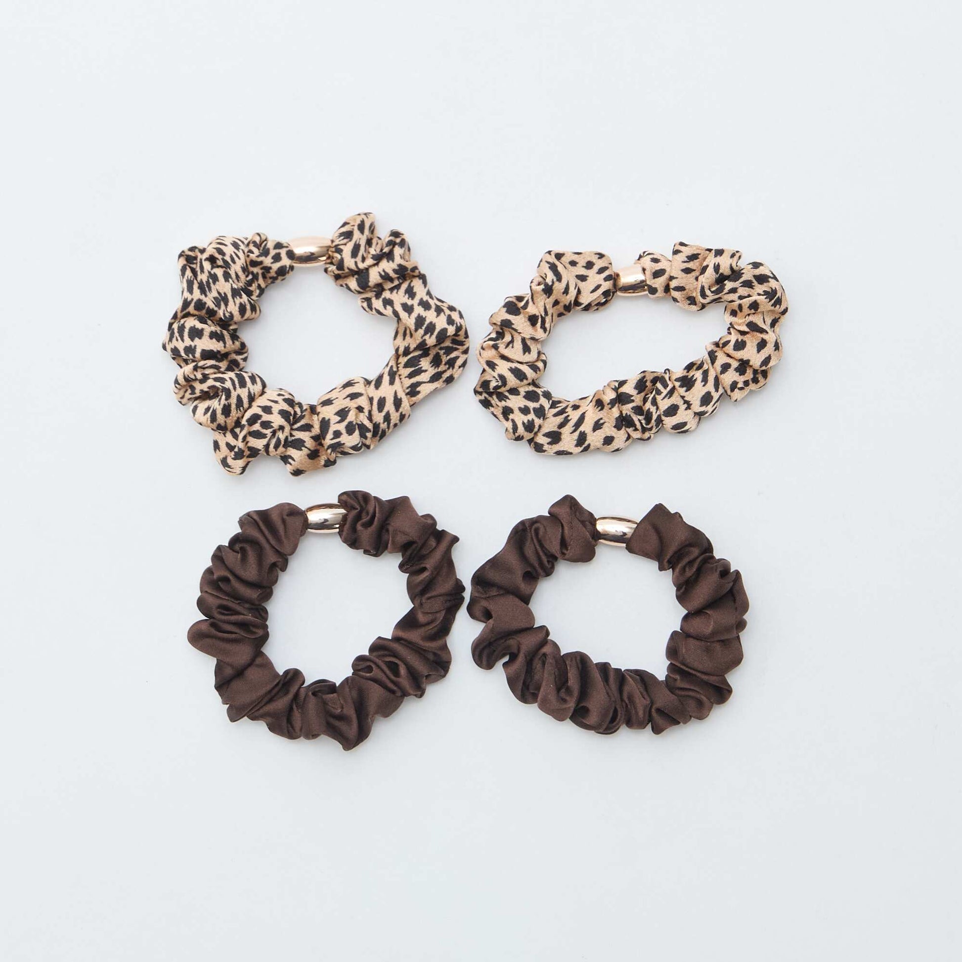 Pack de 4 coleteros satinados MARRON