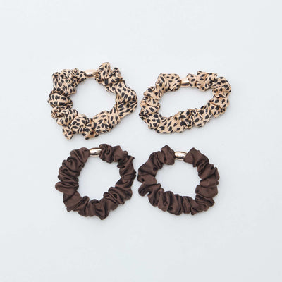 Pack de 4 coleteros satinados MARRON