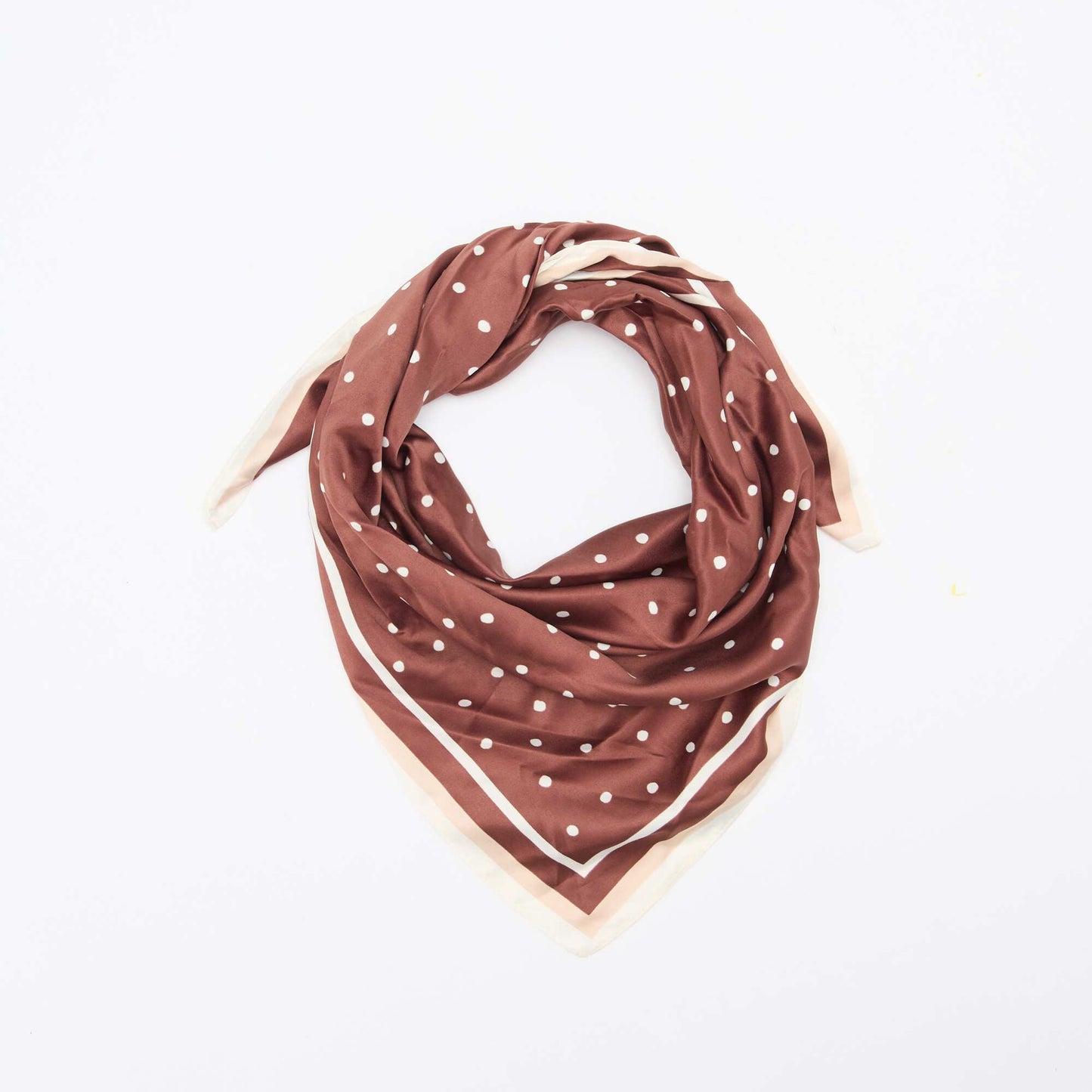 Pañuelo de raso fantasía (65x65 cm) MARRON