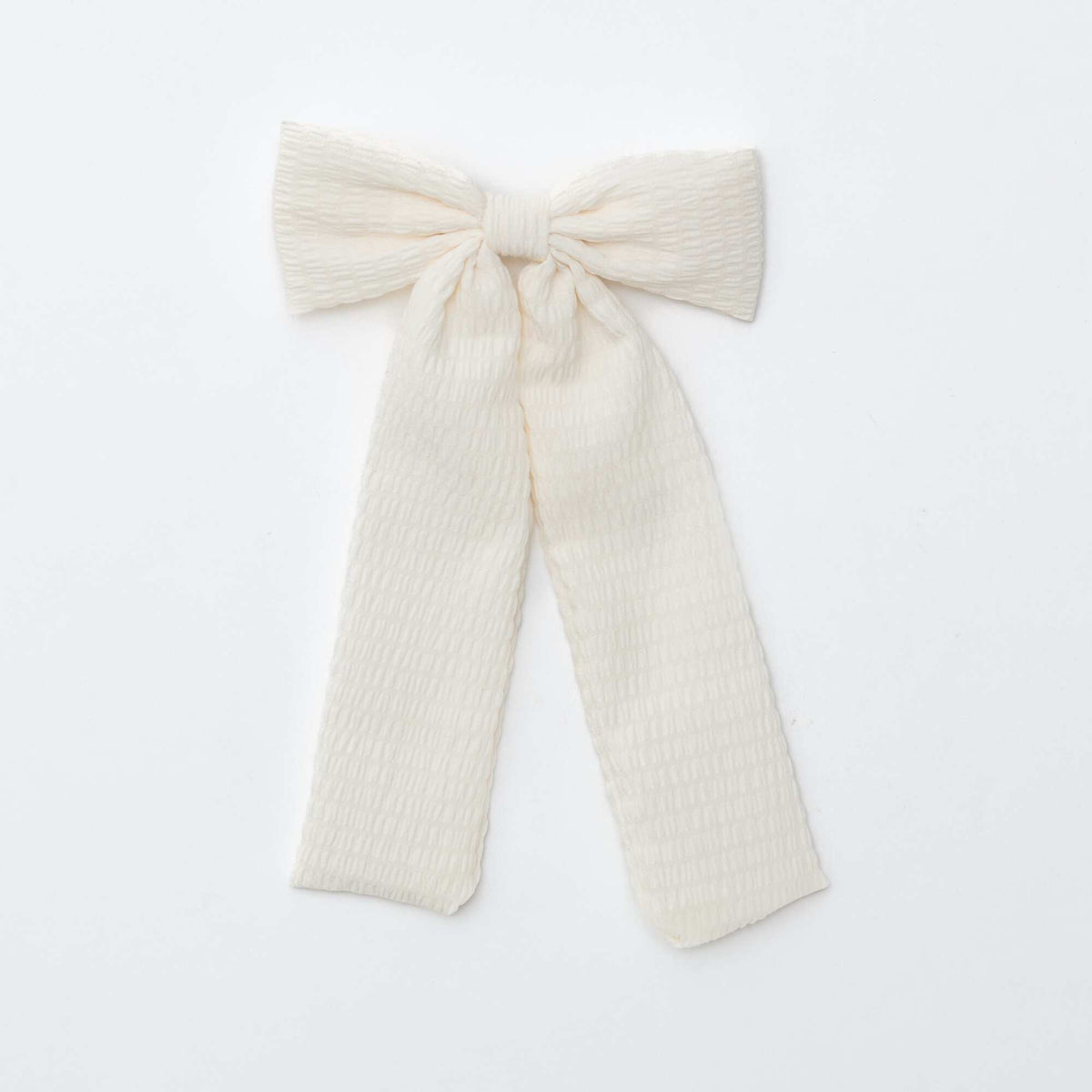 Pinza de cocodrilo con lazo fantasía y cinta BLANCO