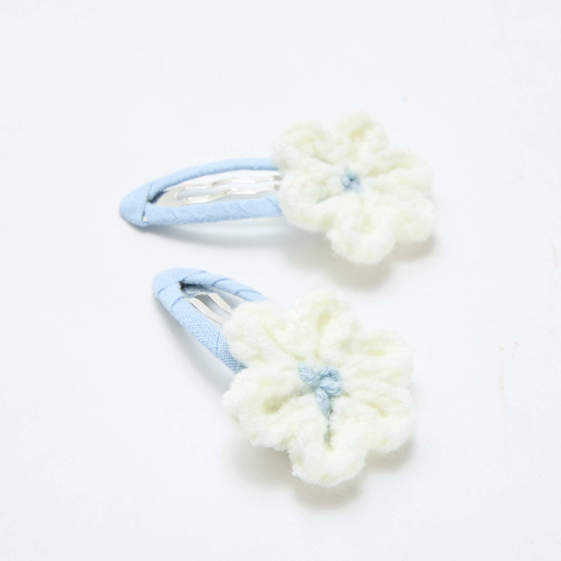 Pack de 2 pinzas clic clac en macramé BLANCO