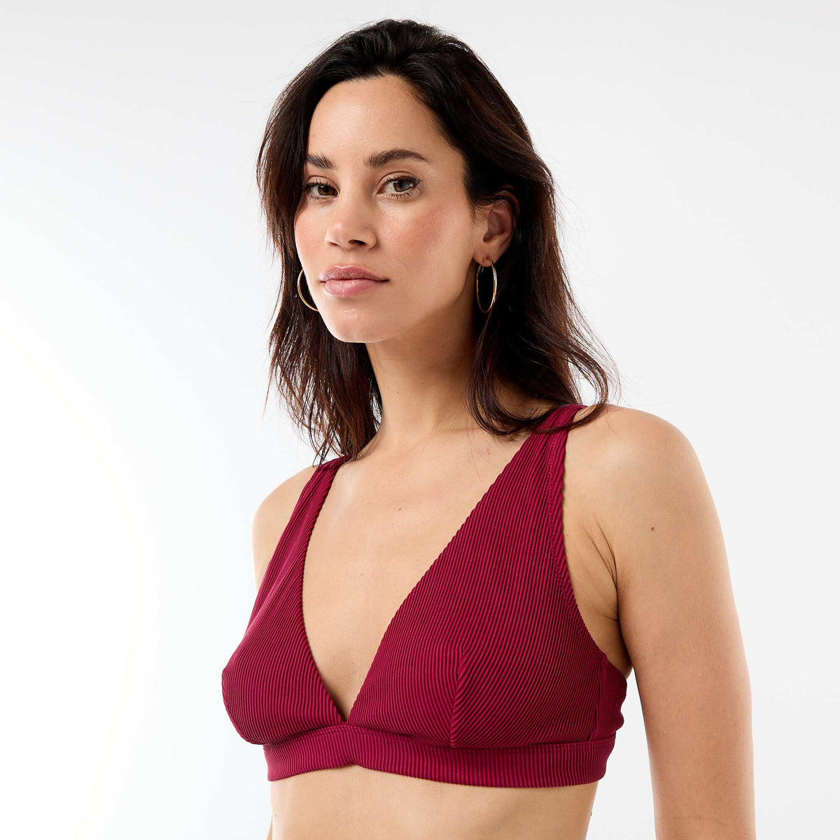 Top de bikini tipo pañuelo en malla texturizada ROJO
