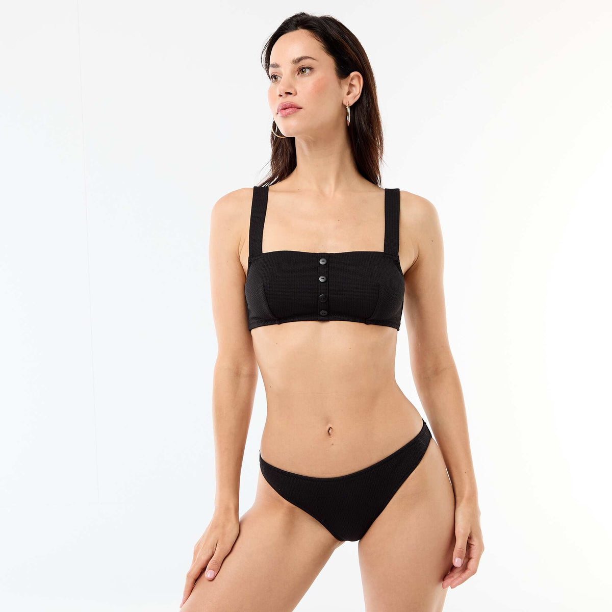 Braguita de bikini de punto texturizado NEGRO