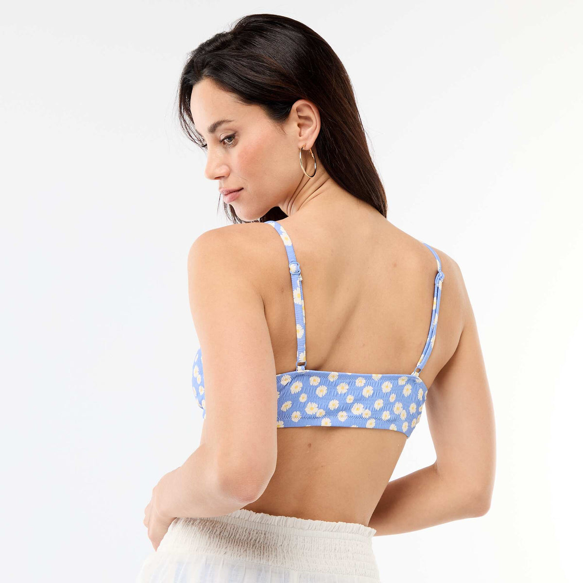 Top de bikini con estampado de margaritas AZUL