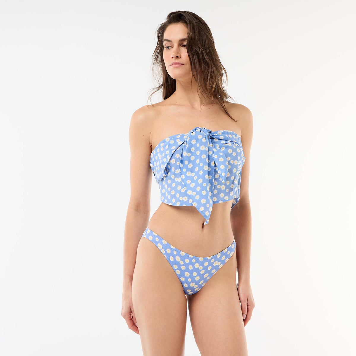 Braguita de bikini estampada con margaritas AZUL