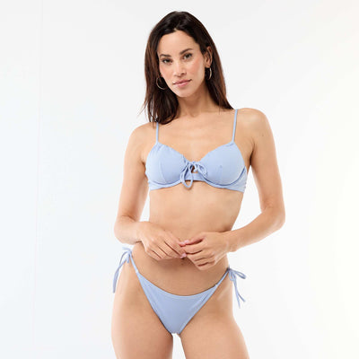 Tanga de bikini estampado vichy AZUL