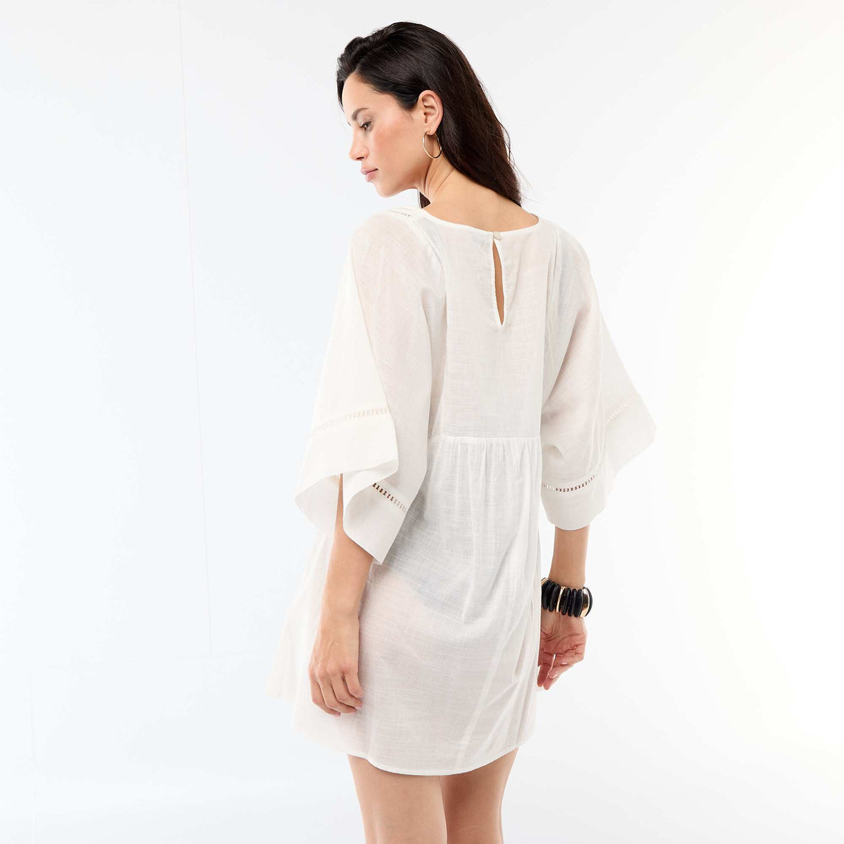 Vestido de playa midi liso BLANCO