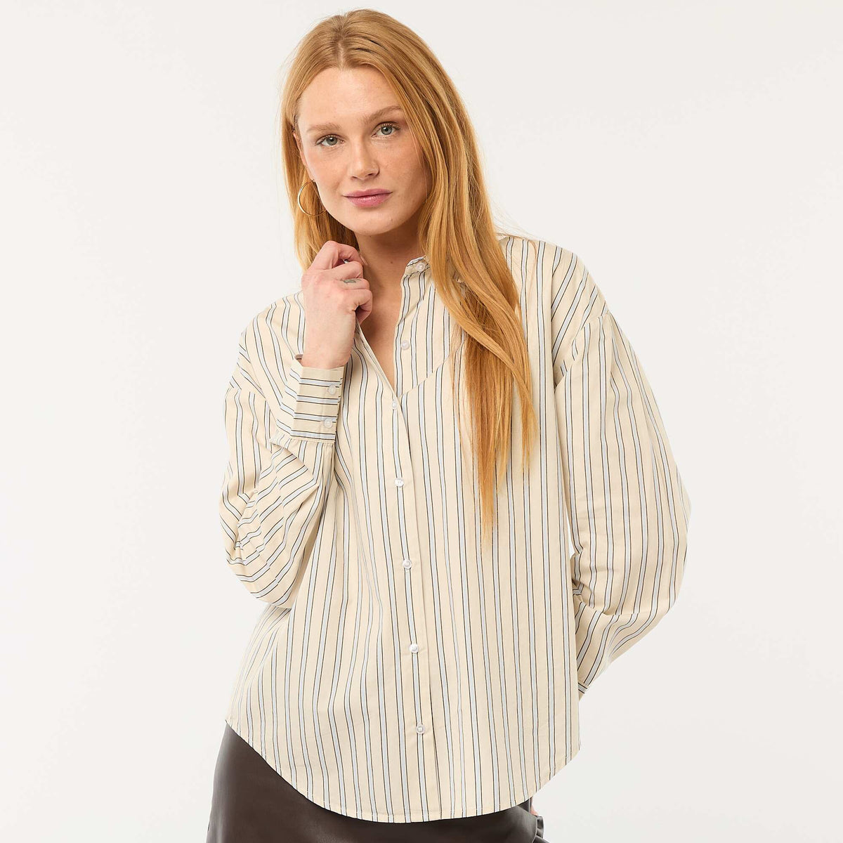 Camisa de popelina de manga larga BLANCO