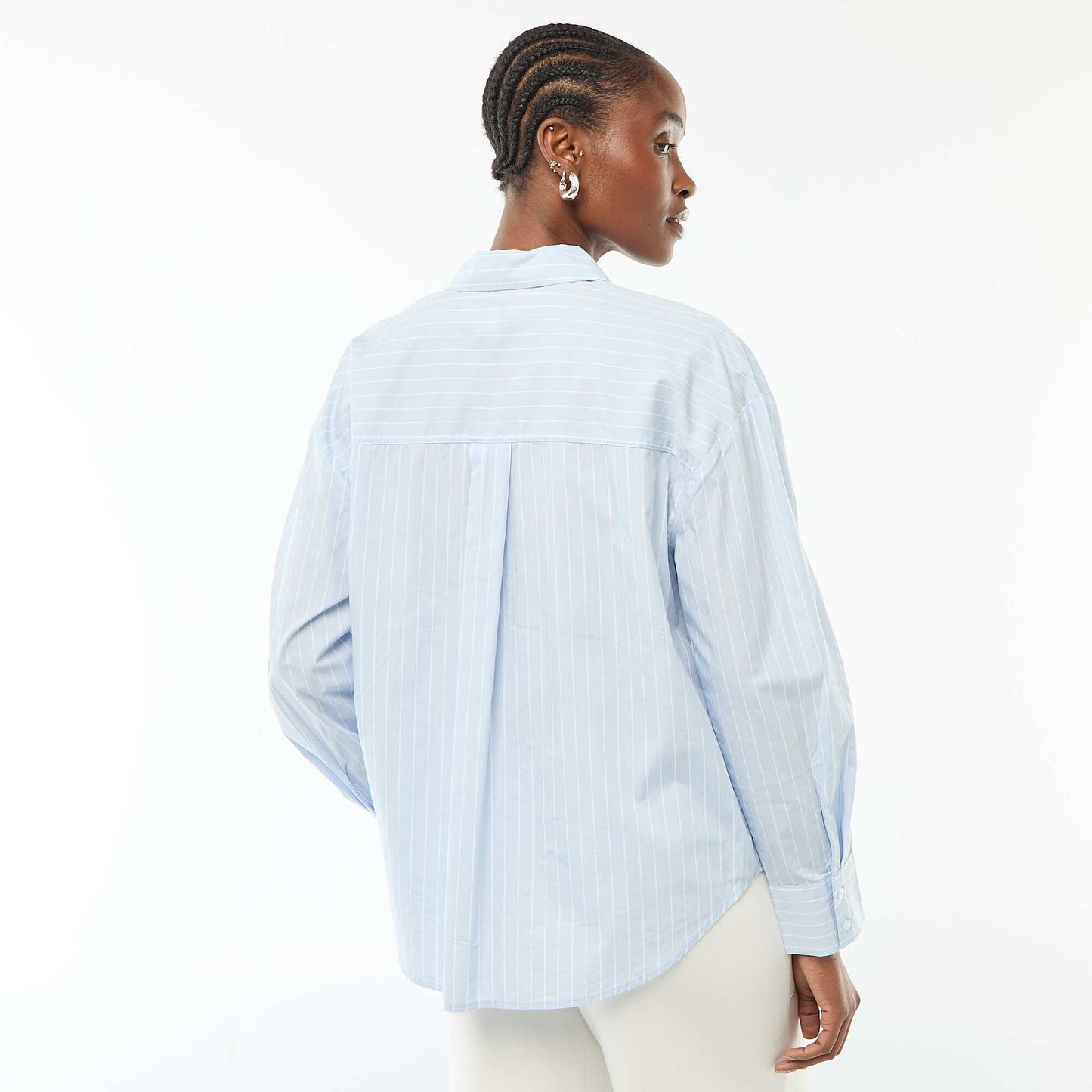 Camisa de popelina de manga larga AZUL