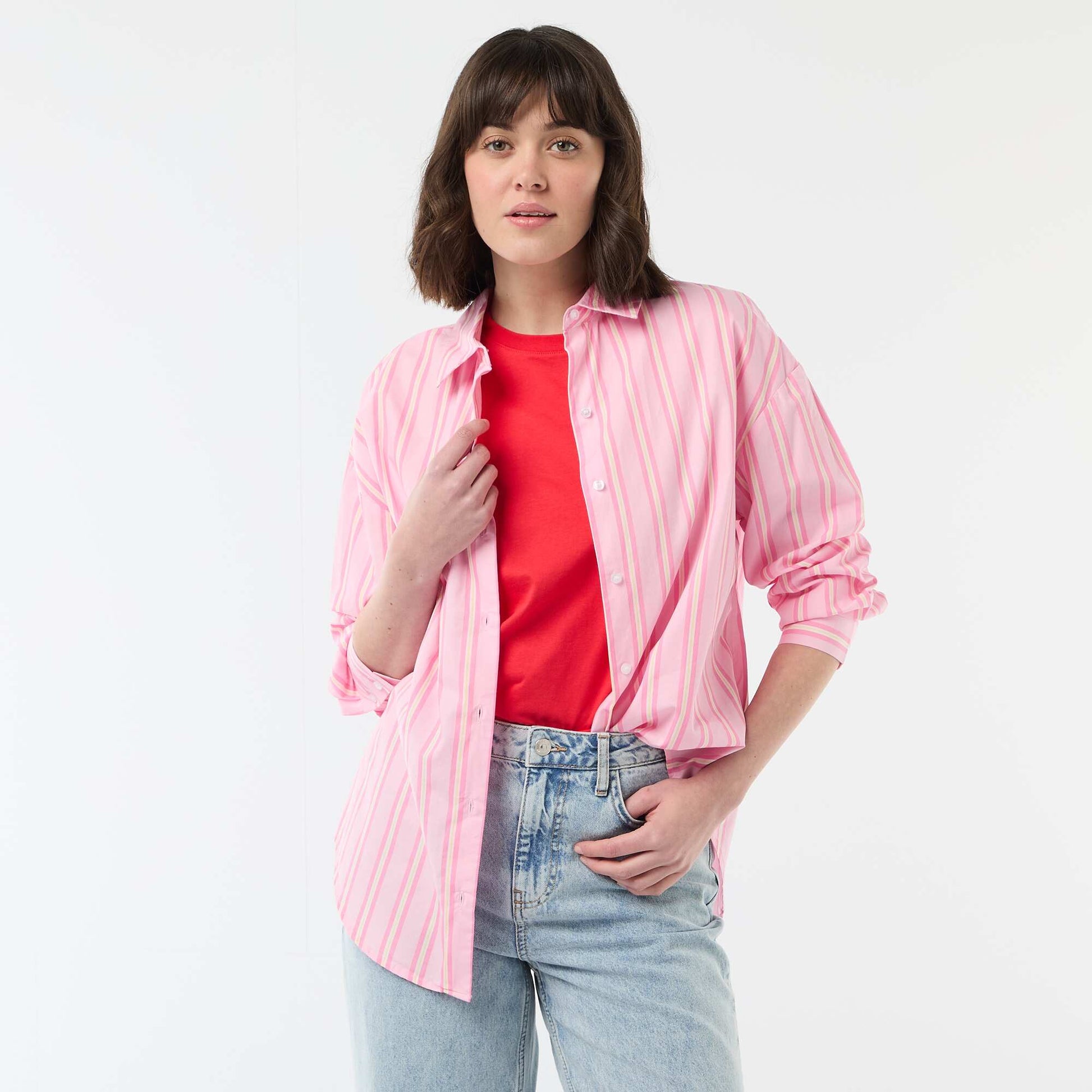 Camisa de popelina de manga larga ROSA