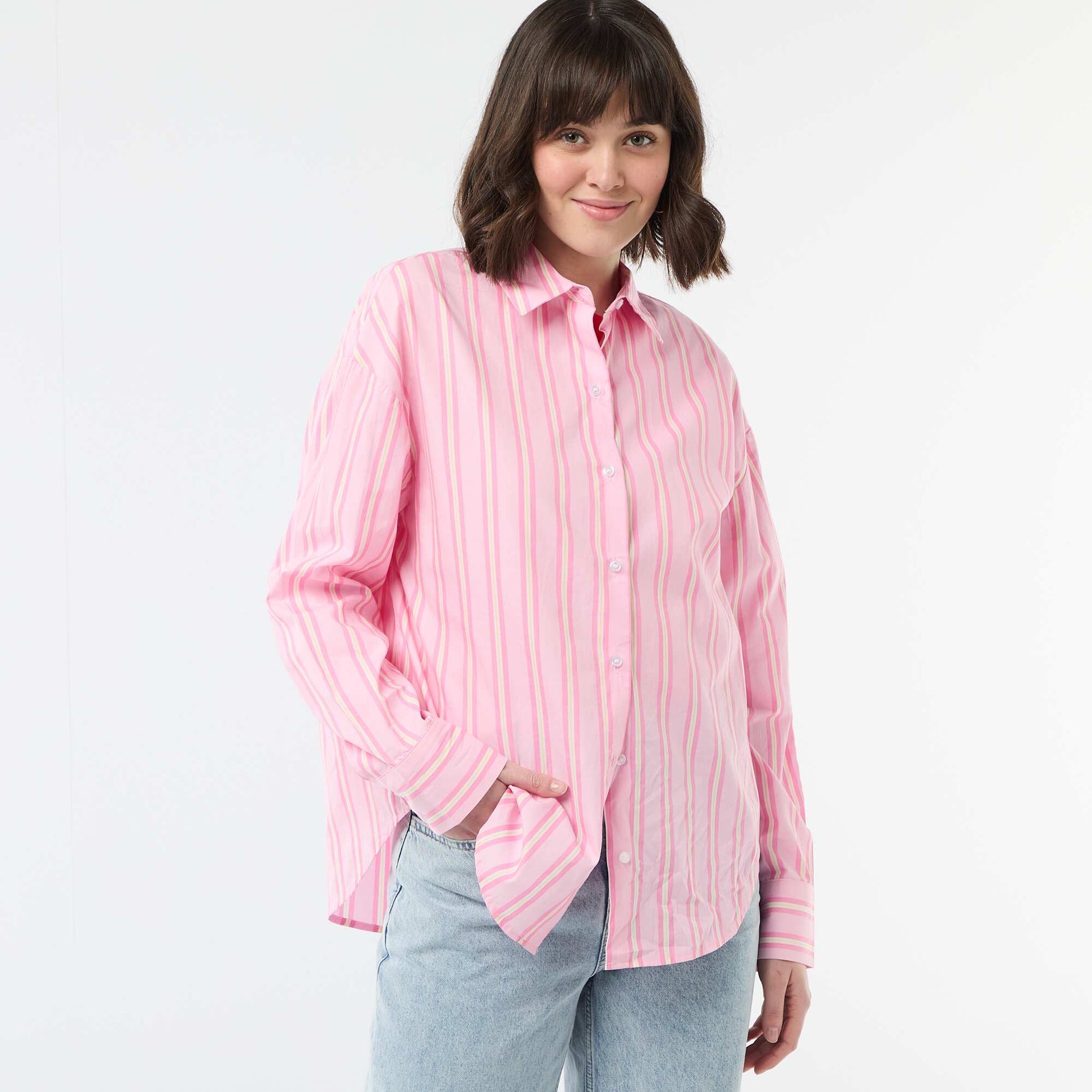 Camisa de popelina de manga larga ROSA