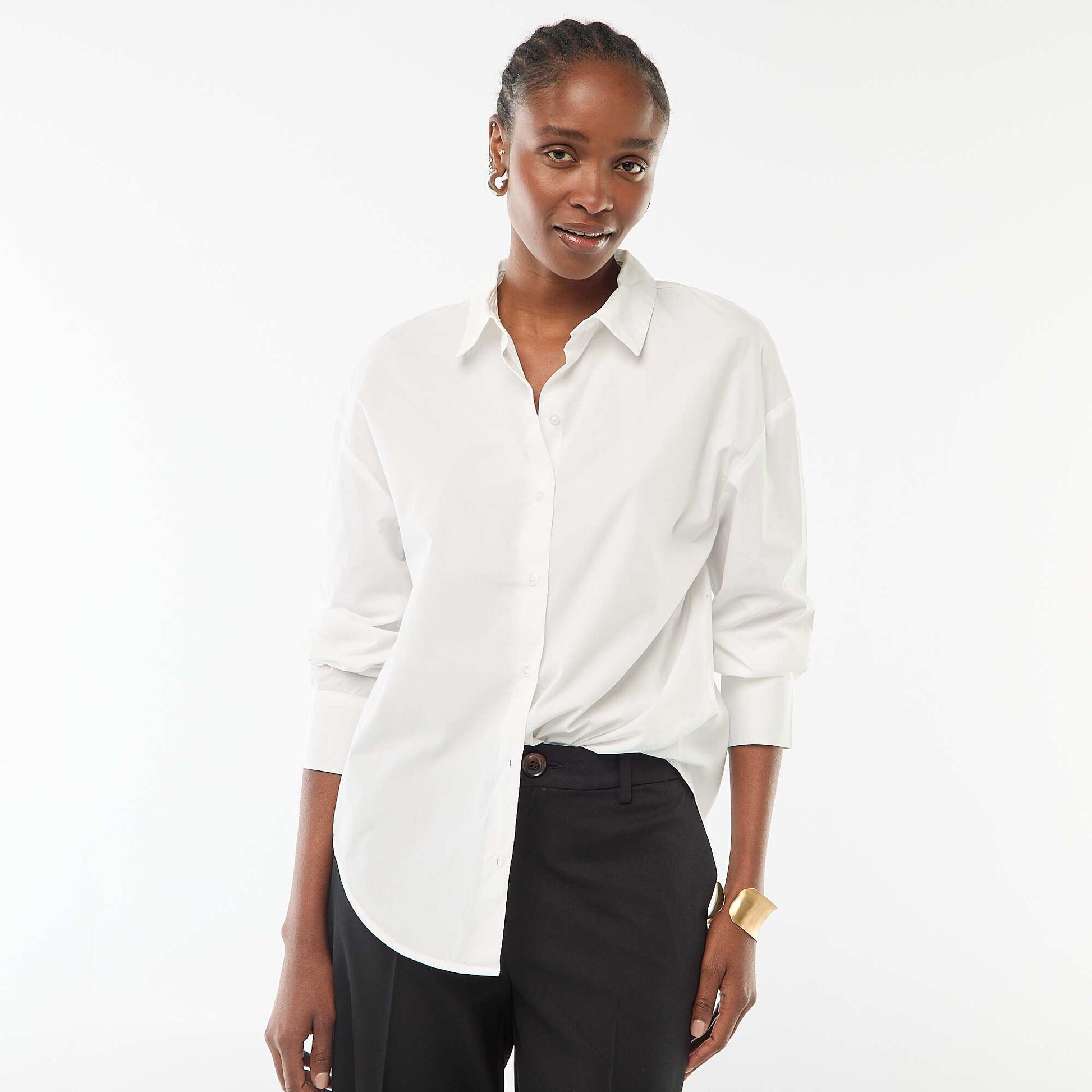 Camisa de popelina de manga larga BLANCO