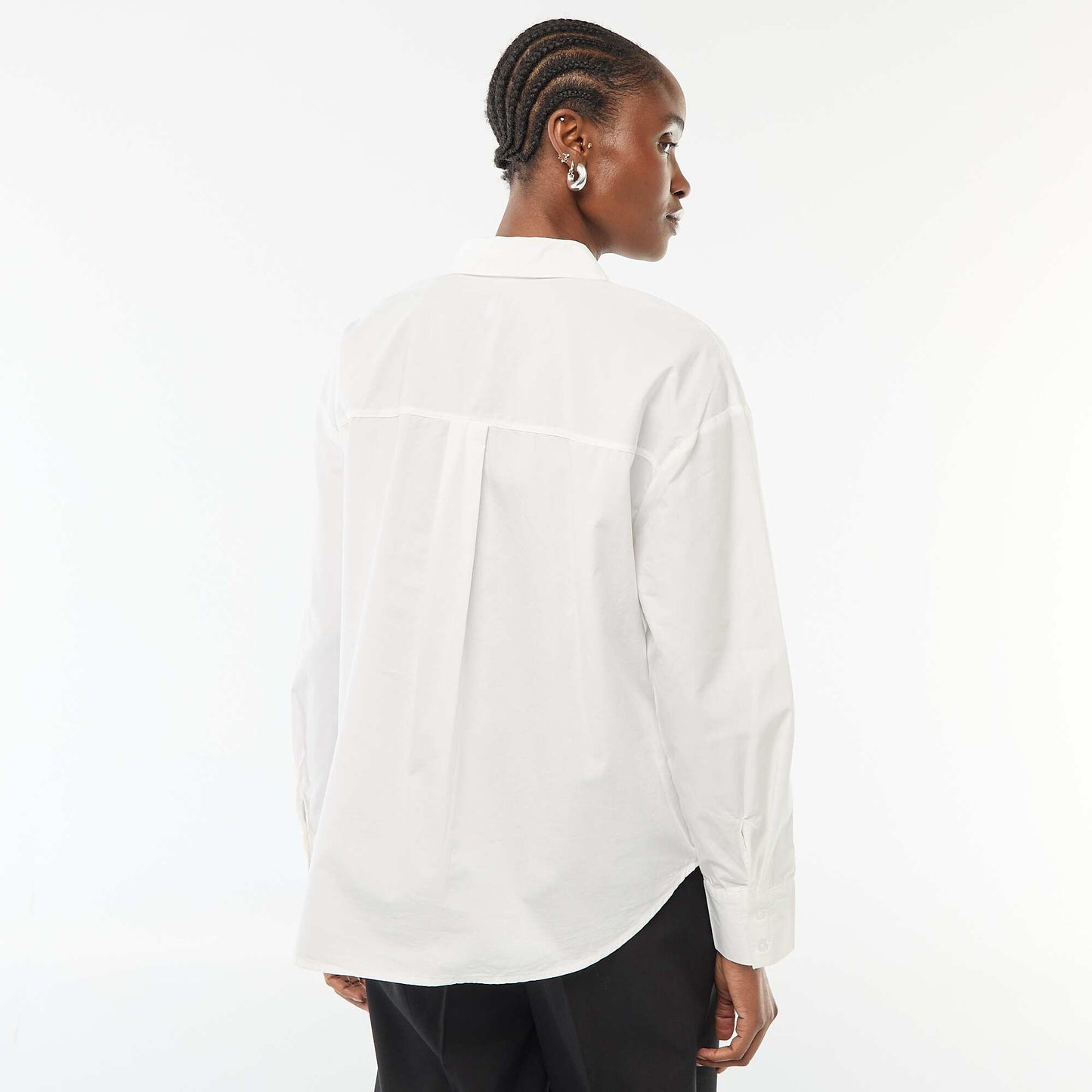 Camisa de popelina de manga larga BLANCO