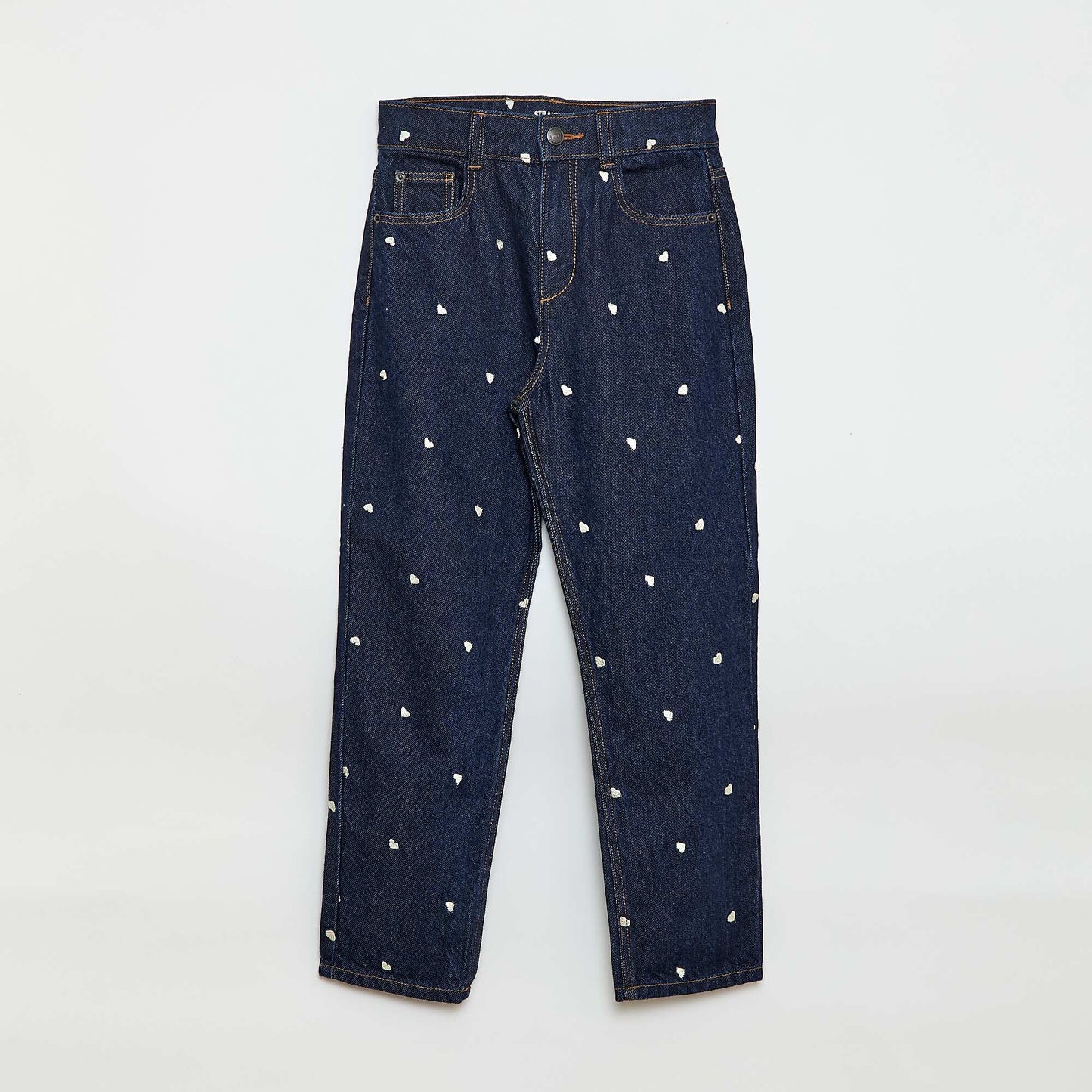 Pantalón recto jean con estampado AZUL