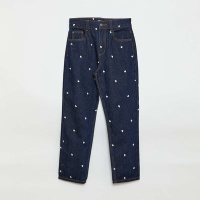 Pantalón recto jean con estampado AZUL