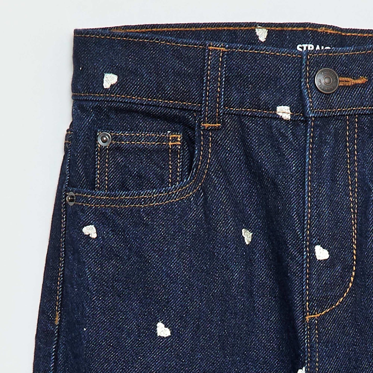 Pantalón recto jean con estampado AZUL