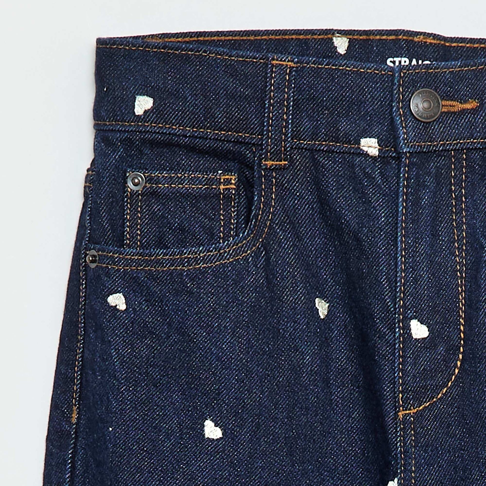 Pantalón recto jean con estampado AZUL