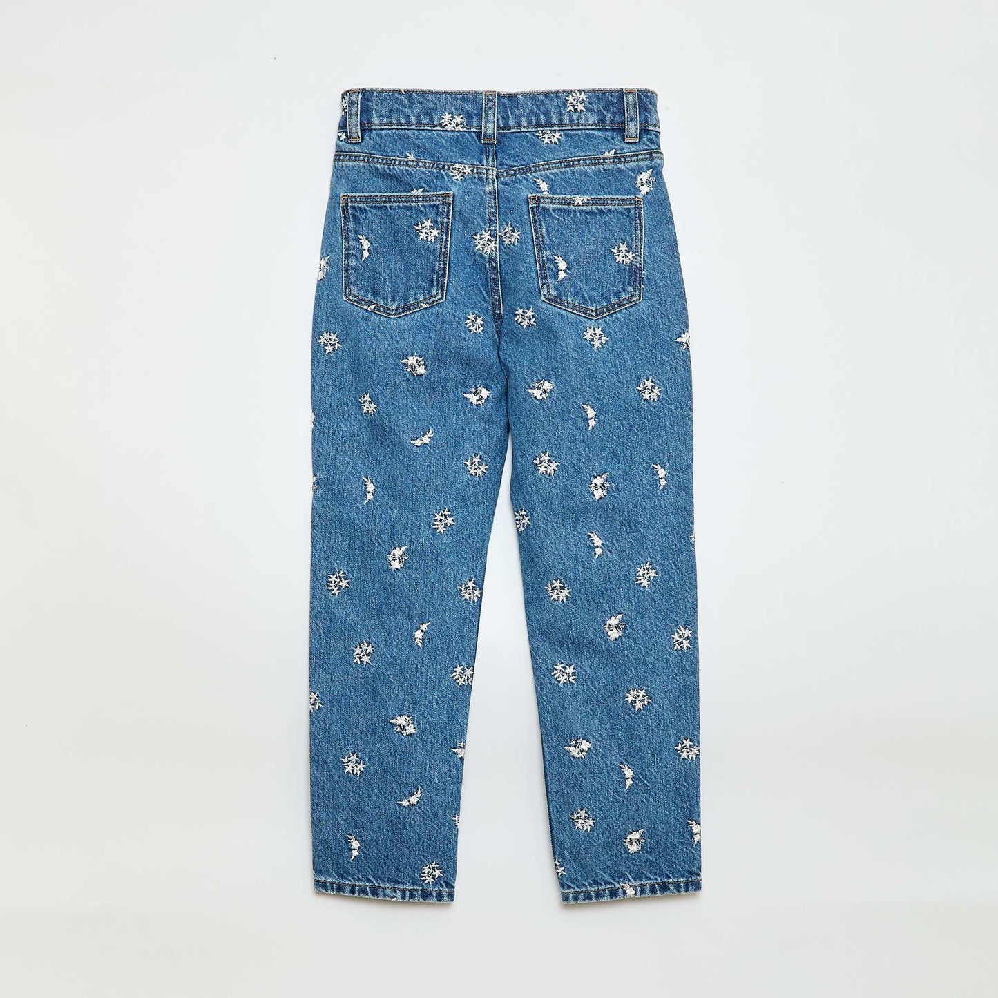Pantalón recto jean con estampado AZUL