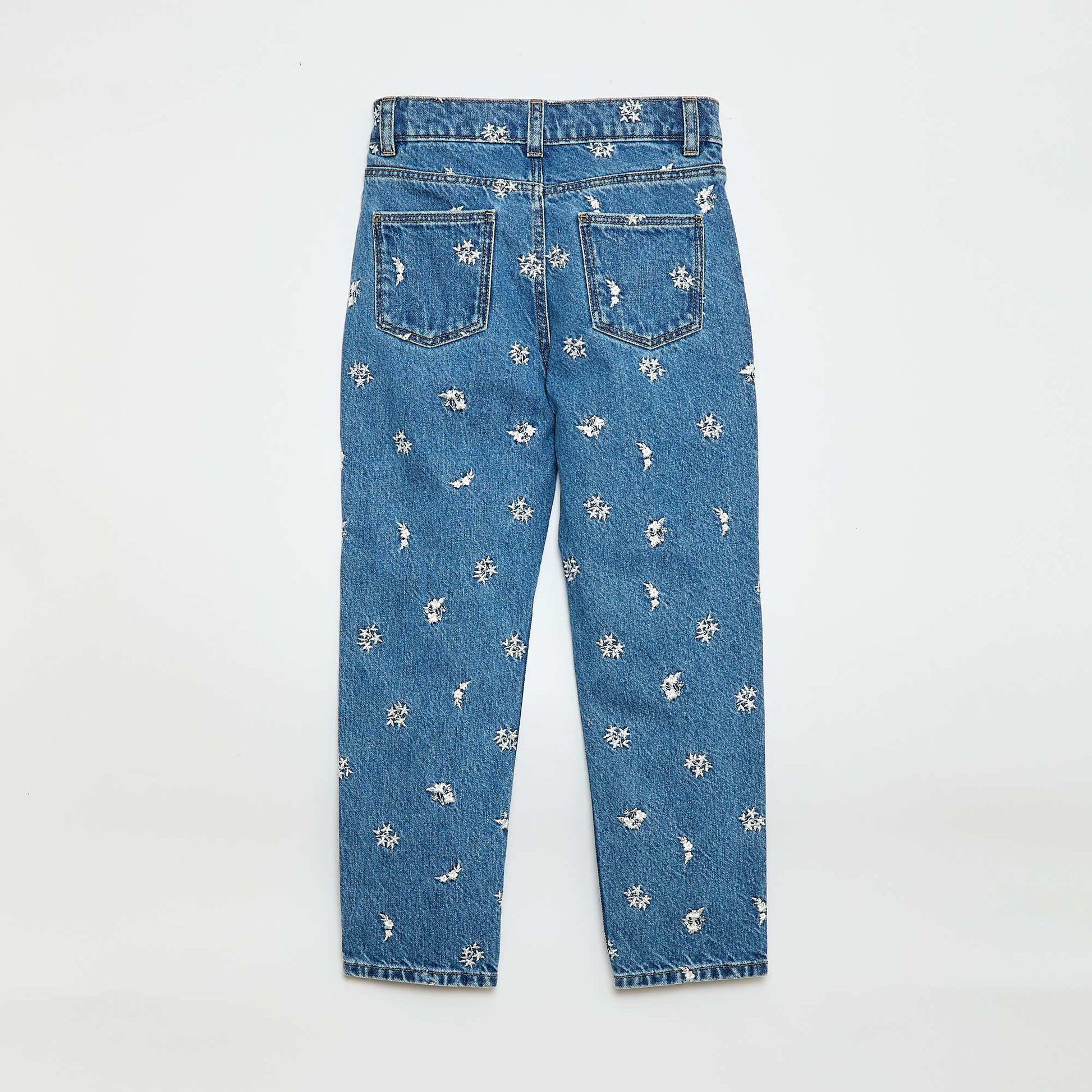 Pantalón recto jean con estampado AZUL
