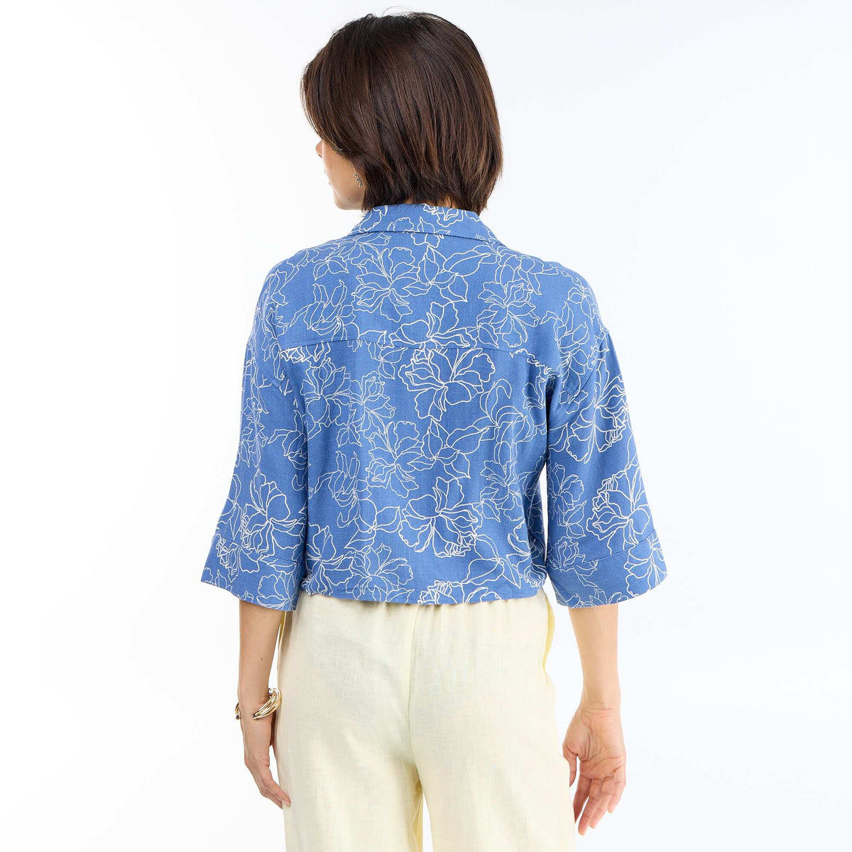 Camisa corta oversize anudada AZUL
