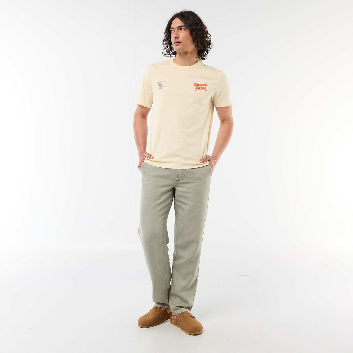 Camiseta estampada por delante y por detrás de manga corta BEIGE