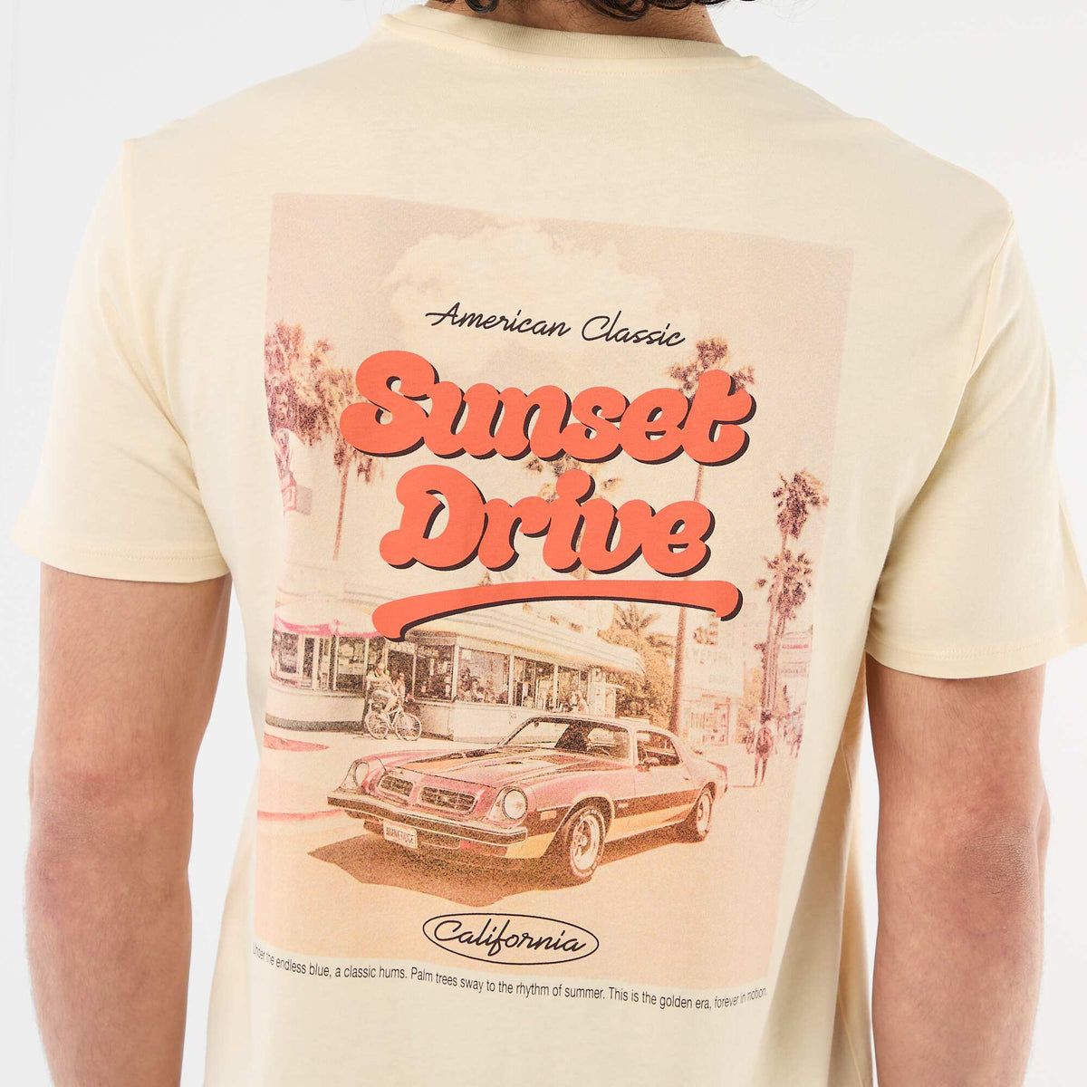 Camiseta estampada por delante y por detrás de manga corta BEIGE