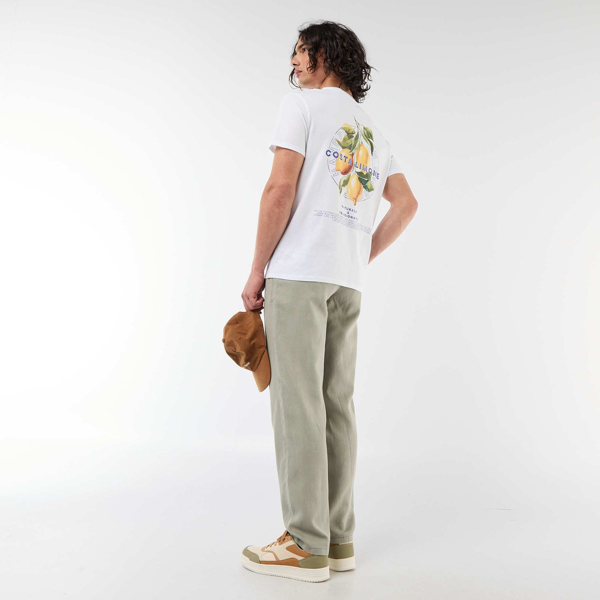 Camiseta estampada por delante y por detrás de manga corta BLANCO