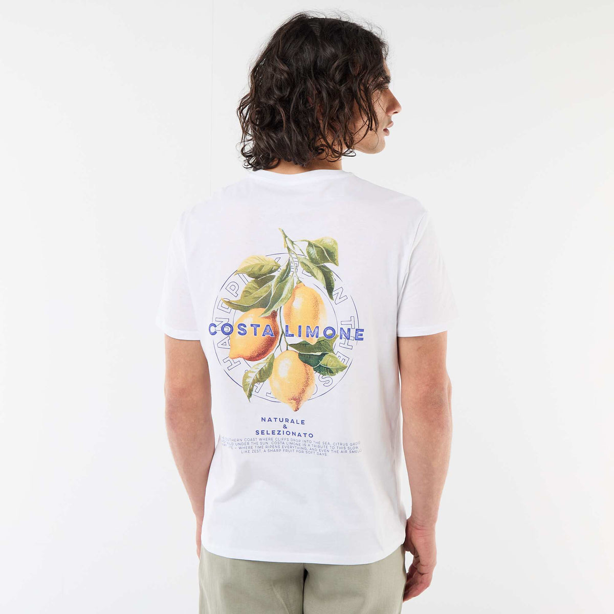 Camiseta estampada por delante y por detrás de manga corta BLANCO