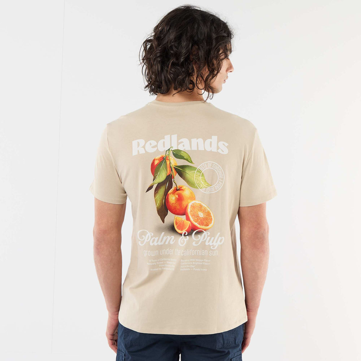 Camiseta estampada por delante y por detrás de manga corta BEIGE