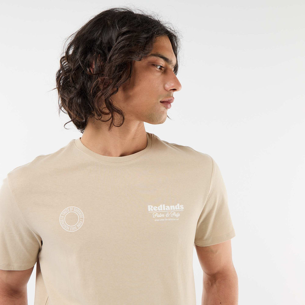 Camiseta estampada por delante y por detrás de manga corta BEIGE