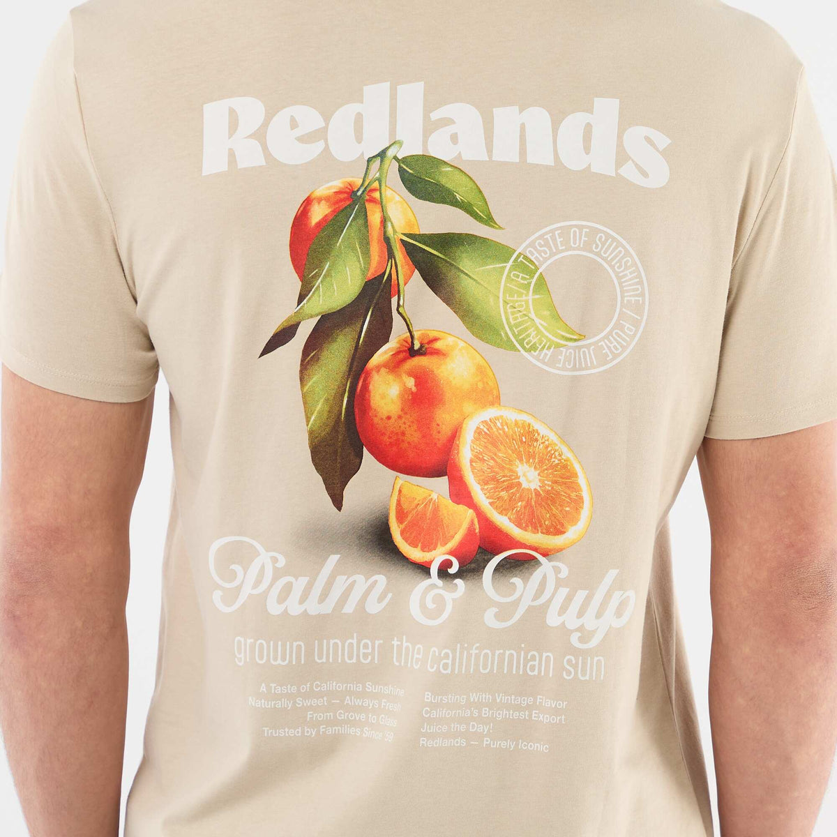 Camiseta estampada por delante y por detrás de manga corta BEIGE