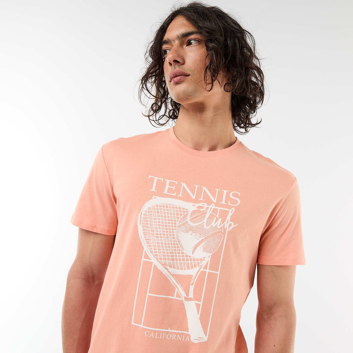 Camiseta estampada por delante y por detrás de manga corta NARANJA