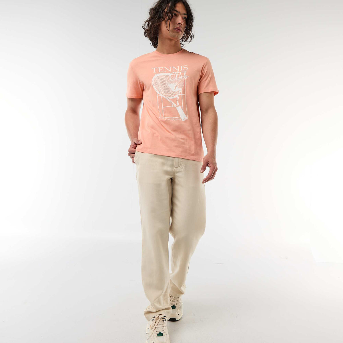 Camiseta estampada por delante y por detrás de manga corta NARANJA