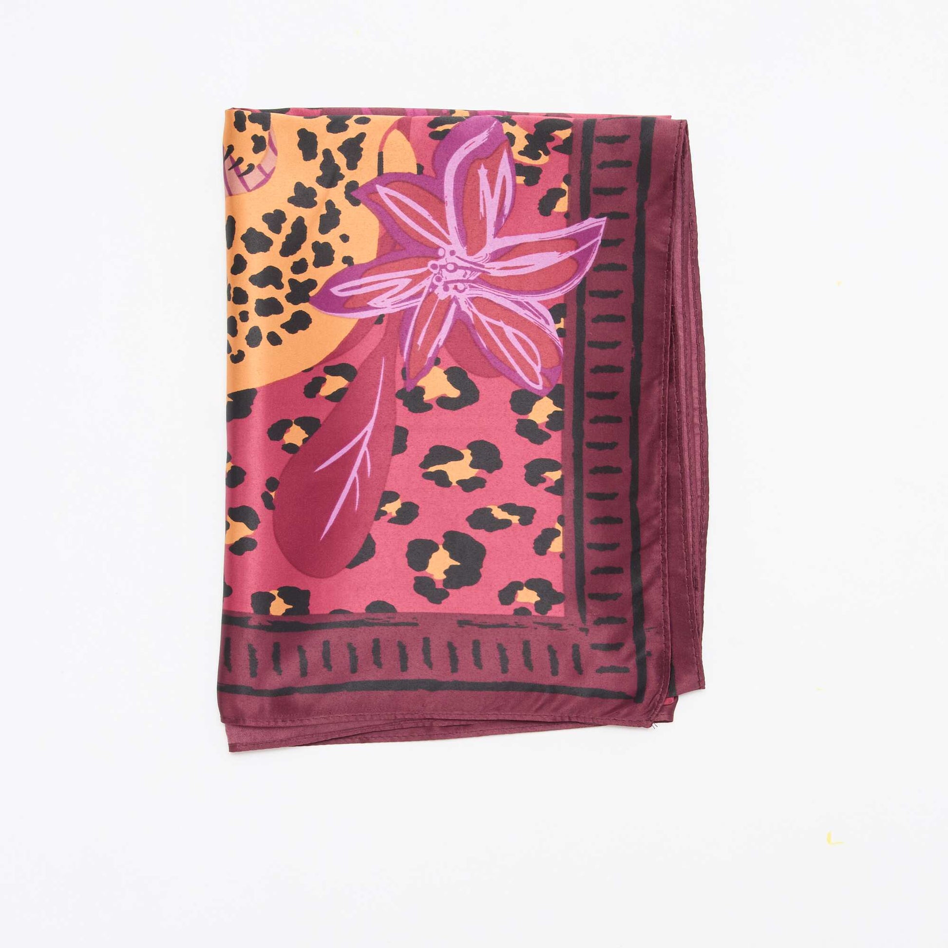 Pañuelo grande cuadrado con estampado MARRON