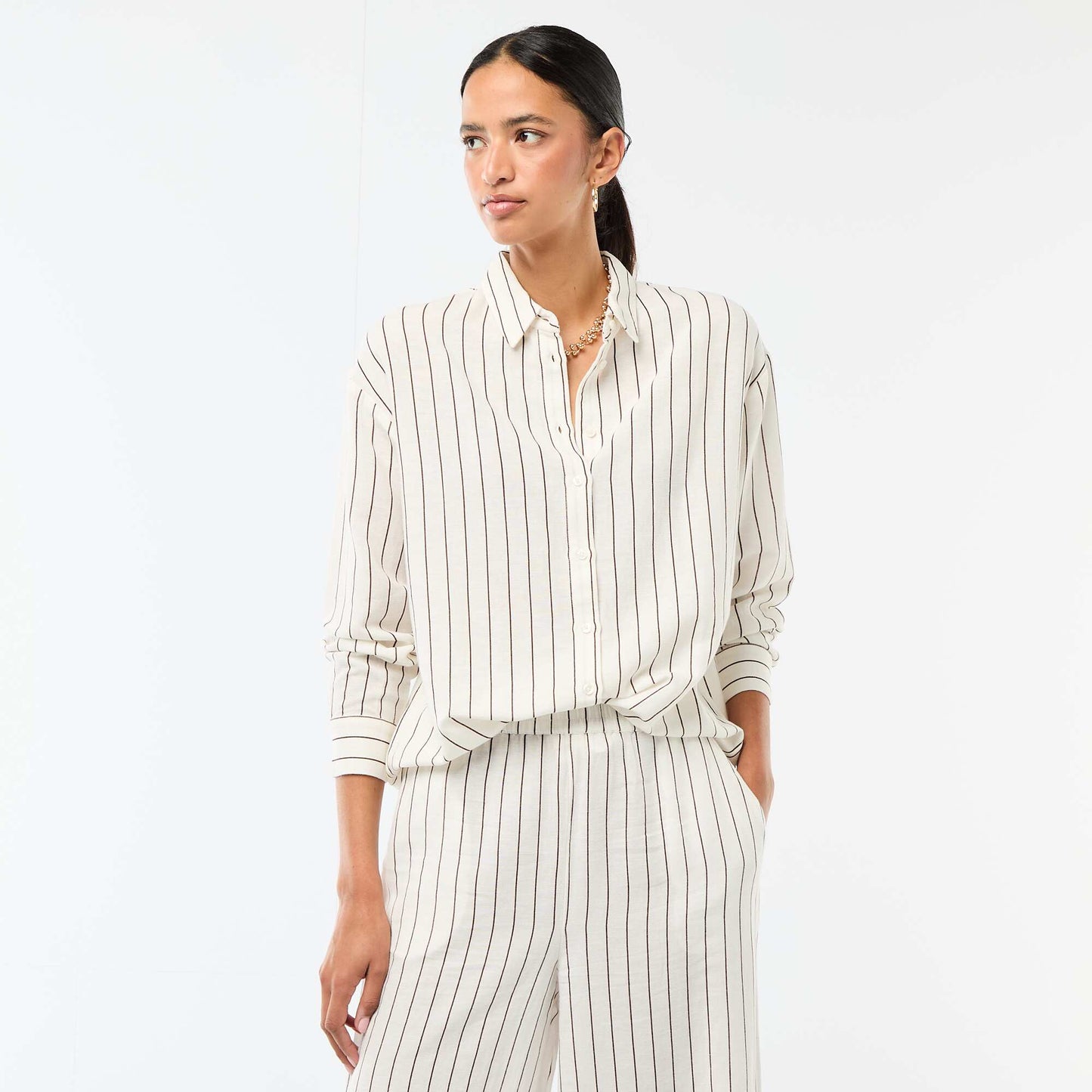 Camisa de lino mezclado BLANCO