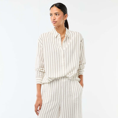 Camisa de lino mezclado BLANCO